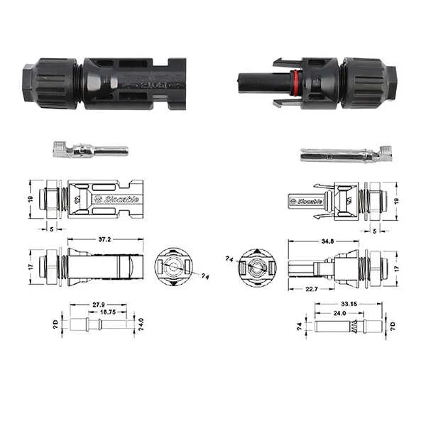 (10AWG) 44PCS Solar Connector with Spanners IP67 Waterproof Male/Female