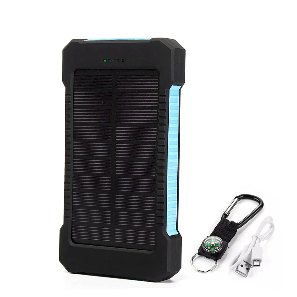 20000mah Portable Solar Power Bank Waterproof External Battery Backup Powerbank 20000 mah Phone Battery Charger LED Pover Bank