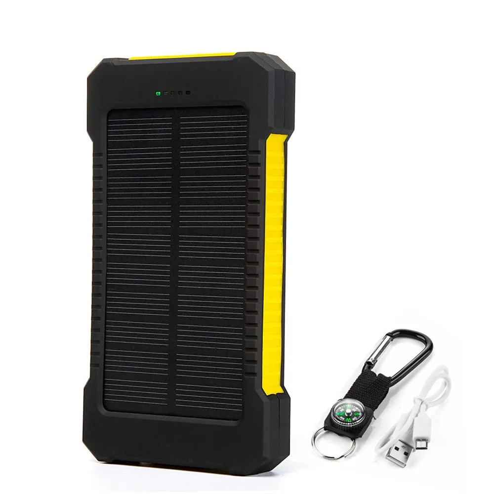 20000mah Portable Solar Power Bank Waterproof External Battery Backup Powerbank 20000 mah Phone Battery Charger LED Pover Bank