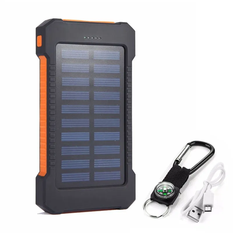 20000mah Portable Solar Power Bank Waterproof External Battery Backup Powerbank 20000 mah Phone Battery Charger LED Pover Bank