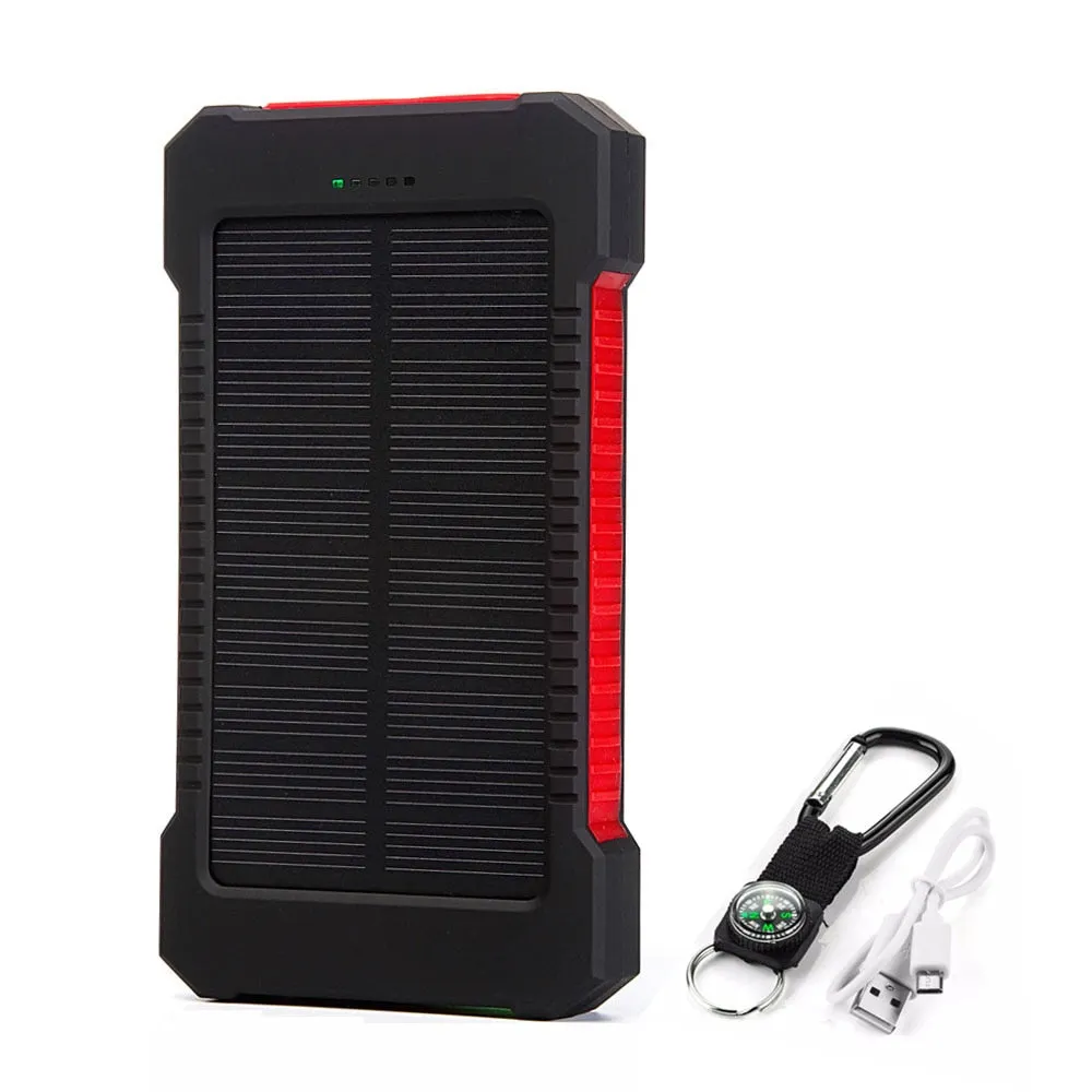 20000mah Portable Solar Power Bank Waterproof External Battery Backup Powerbank 20000 mah Phone Battery Charger LED Pover Bank