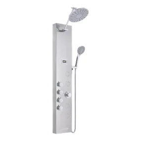 4 in 1 Adjustable Stainless Steel Shower Panel System with Body Massage Jets and Handle