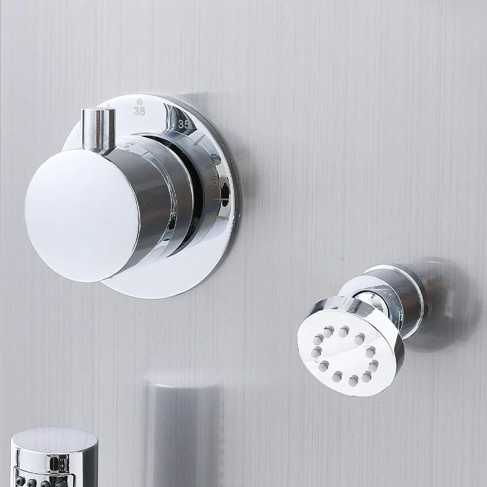 4in1 Contemporary Wall-Mounted Sleek Shower Panel with Body Massage Jets