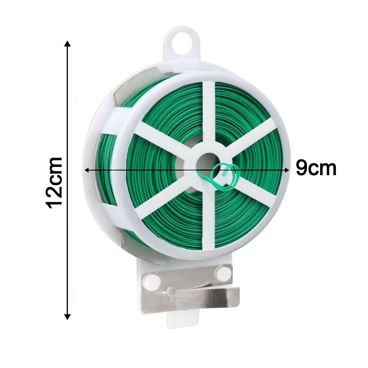 873 Plastic Twist Tie Wire Spool With Cutter For Garden Yard Plant 50m (Green)