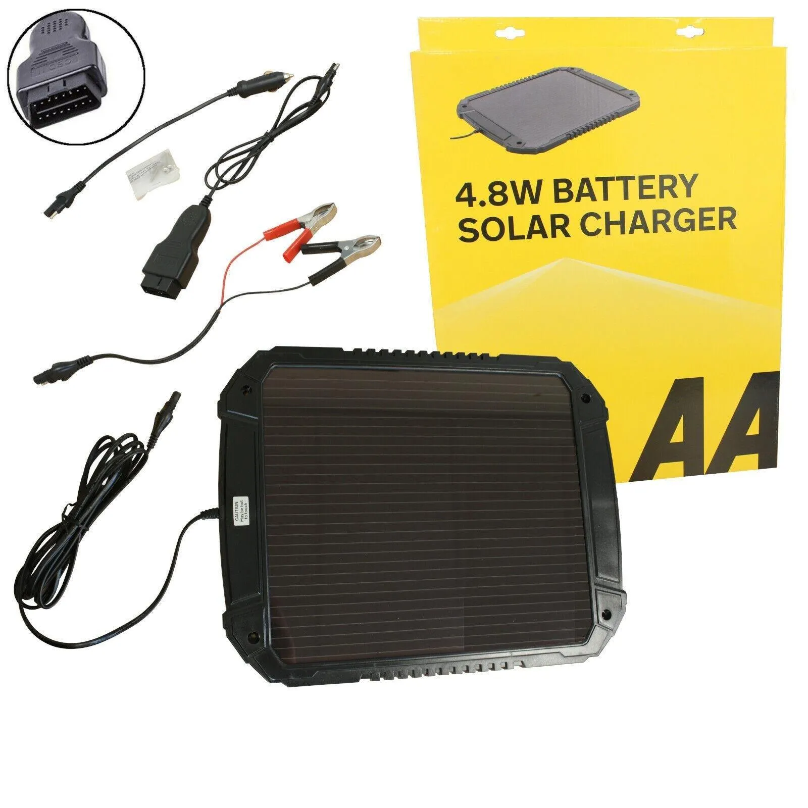 AA 4.8W XL 12V Car Van Caravan Solar Panel Trickle Battery Charger Power Supply