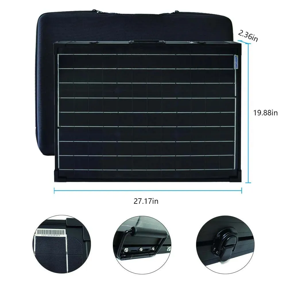 ACOPower 100W 12V Portable Solar Panel Kit, Foldable Mono Suitcase, ProteusX Waterproof 20A Charge Controller