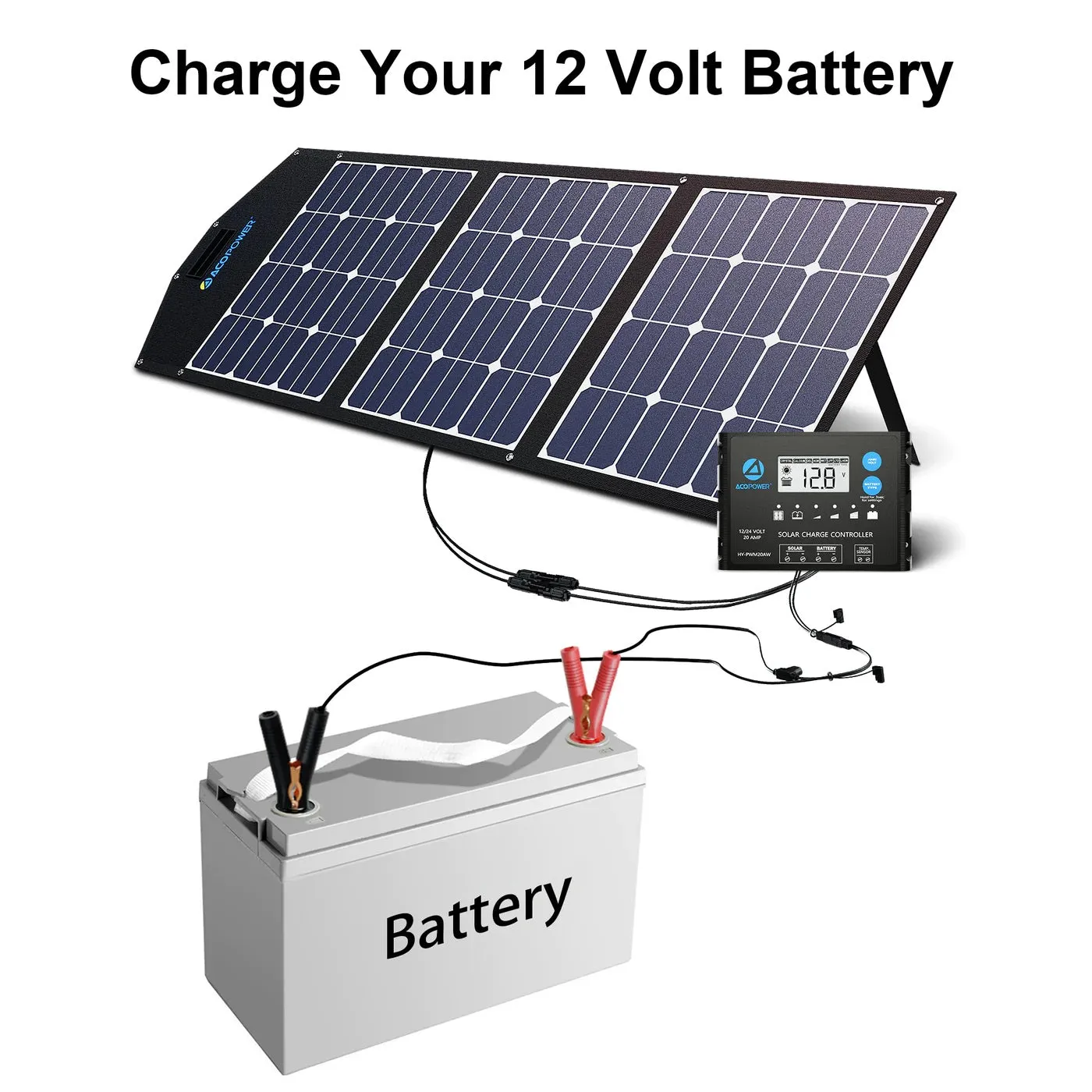 ACOPower Ltk 120W Foldable Solar Panel Kit With ProteusX 20A Charge Controller