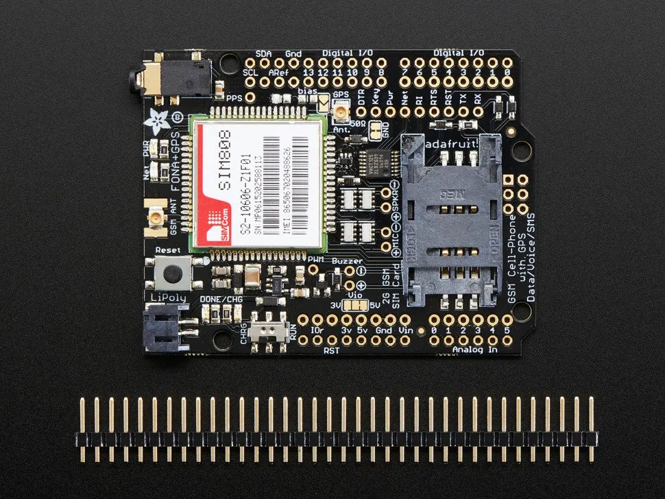 Adafruit FONA 808 Shield - Mini Cellular GSM   GPS for Arduino