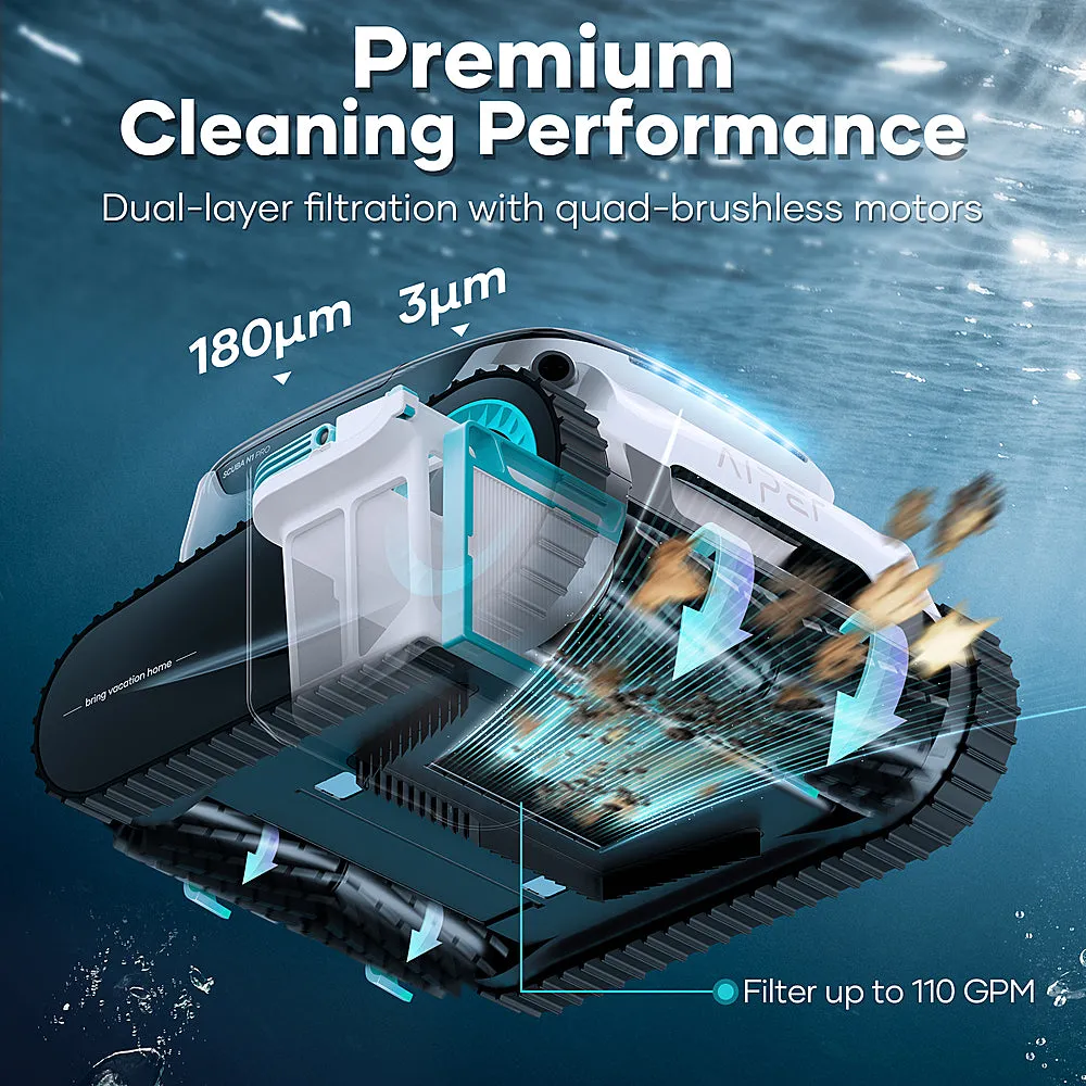 Aiper - Scuba N1 Pro Cordless Robotic Pool Cleaner for In-Ground Pools up to 2150sq.ft, Pool Vacuum with Infrared Sensors - White