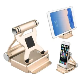 Color: Gold - Podium Style Stand With Extended Battery Up To 200% For iPad, iPhone And Other Smart Gadgets