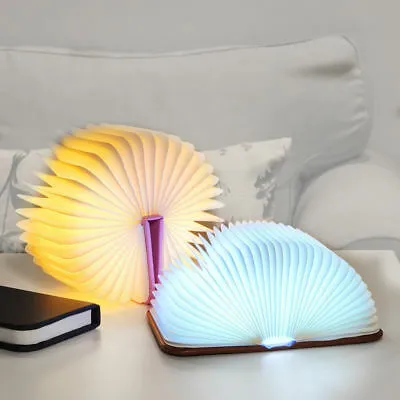 Colorful LED Night Light Magnetic Folding Book Lamp USB Rechargeable