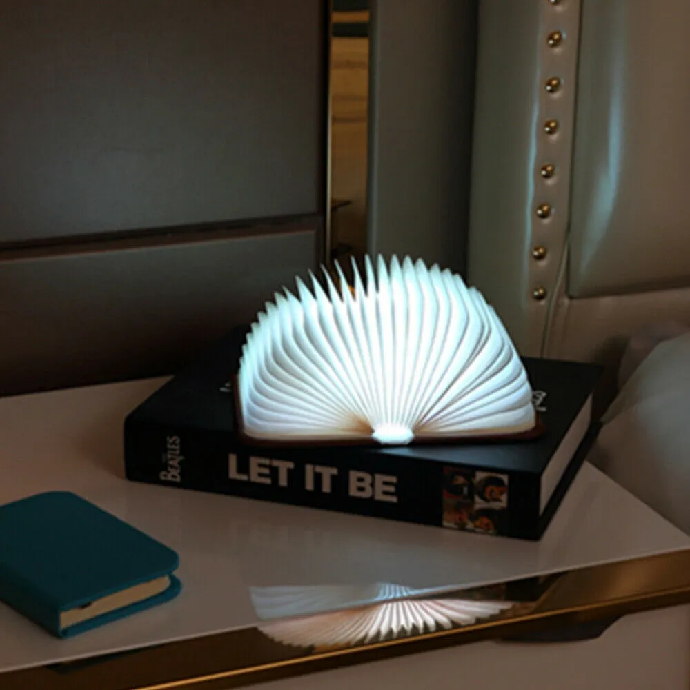 Colorful LED Night Light Magnetic Folding Book Lamp USB Rechargeable