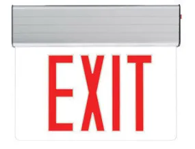 Edge-Lit LED Exit Sign - Double Red or Green -  Mirror - 120/277V - AC Only/Battery Backup option