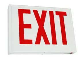 Exit Sign, Nyc - Red 8" Letters - White Steel - Ac / Battery Backup