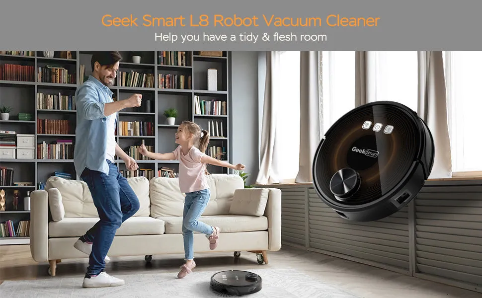 Geek Smart L8 Robot Vacuum Cleaner And Mop, LDS Navigation, Wi-Fi Connected APP, Selective Room Cleaning,MAX 2700 PA Suction, Ideal For Pets And Larger Home.Banned From Selling On Amazon