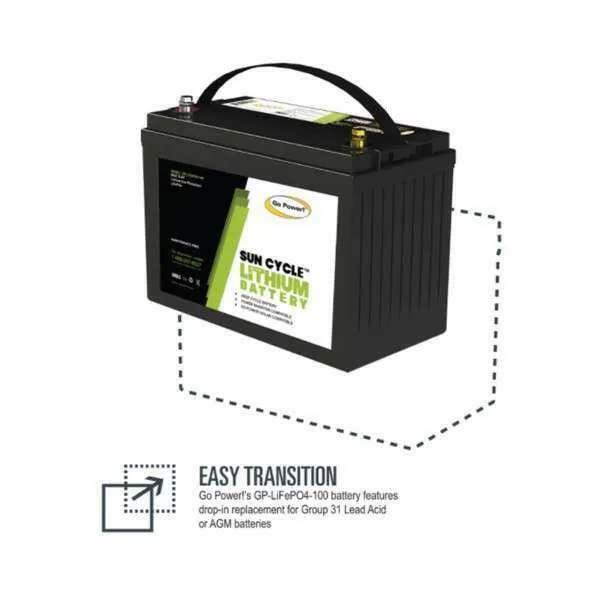 Go Power 100ah Lithium Iron Phosphate Solar Battery