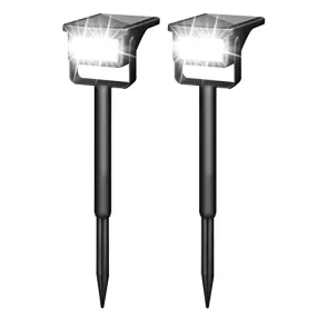 HUYIENO 2PK Solar Outdoor Lights Garden Pathway Spot Lights Ground/Wall Mounting 2 Lighting Modes for Outdoor Landscape