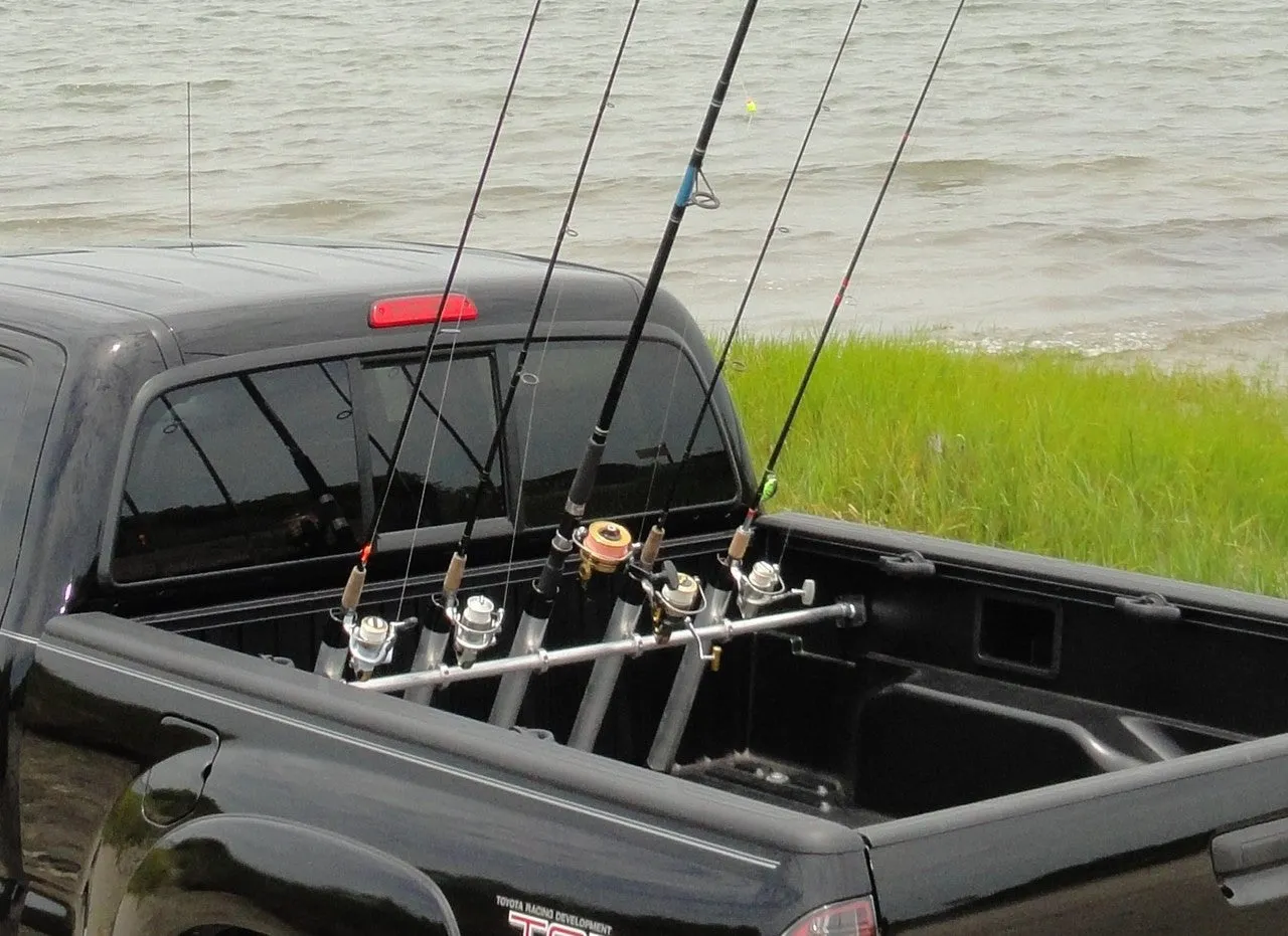 Inshore Truck Bed Fishing Rod Rack | Pressure Mount | Holds up to 5 Rods