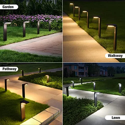 JOFIOS Solar Pathway Lights 4 Pack with Warm White and Cool White Mode, Modern Solar Path Lights Outdoor Waterproof, Perfect Solar Lights for Backyard, Lawn, Driveway, Walkway, Garden Decorative.