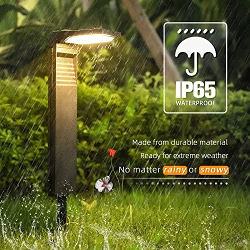 JOFIOS Solar Pathway Lights 4 Pack with Warm White and Cool White Mode, Modern Solar Path Lights Outdoor Waterproof, Perfect Solar Lights for Backyard, Lawn, Driveway, Walkway, Garden Decorative.