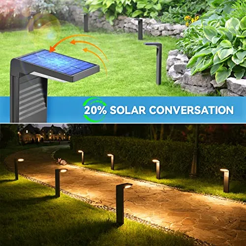 JOFIOS Solar Pathway Lights 4 Pack with Warm White and Cool White Mode, Modern Solar Path Lights Outdoor Waterproof, Perfect Solar Lights for Backyard, Lawn, Driveway, Walkway, Garden Decorative.