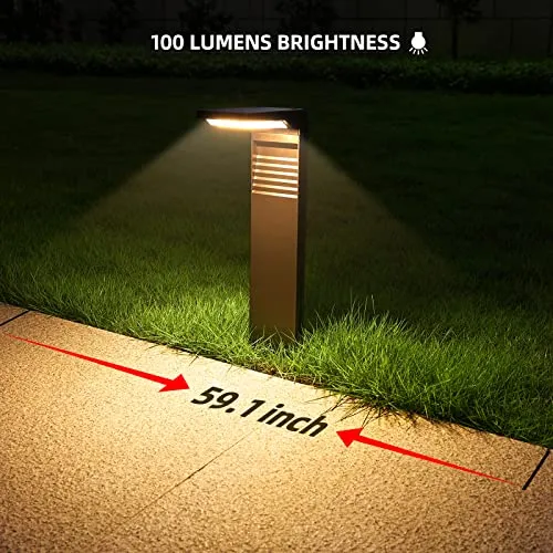 JOFIOS Solar Pathway Lights 4 Pack with Warm White and Cool White Mode, Modern Solar Path Lights Outdoor Waterproof, Perfect Solar Lights for Backyard, Lawn, Driveway, Walkway, Garden Decorative.