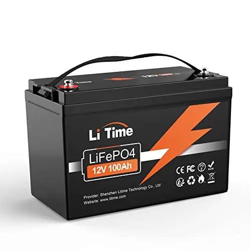 LiTime 12V 100Ah LiFePO4 Battery Built-in 100A BMS, Up to 15000 Cycles, Perfect for RV, Marine, Home Energy Storage