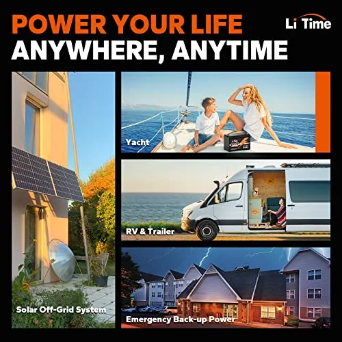 LiTime 12V 100Ah LiFePO4 Battery Built-in 100A BMS, Up to 15000 Cycles, Perfect for RV, Marine, Home Energy Storage