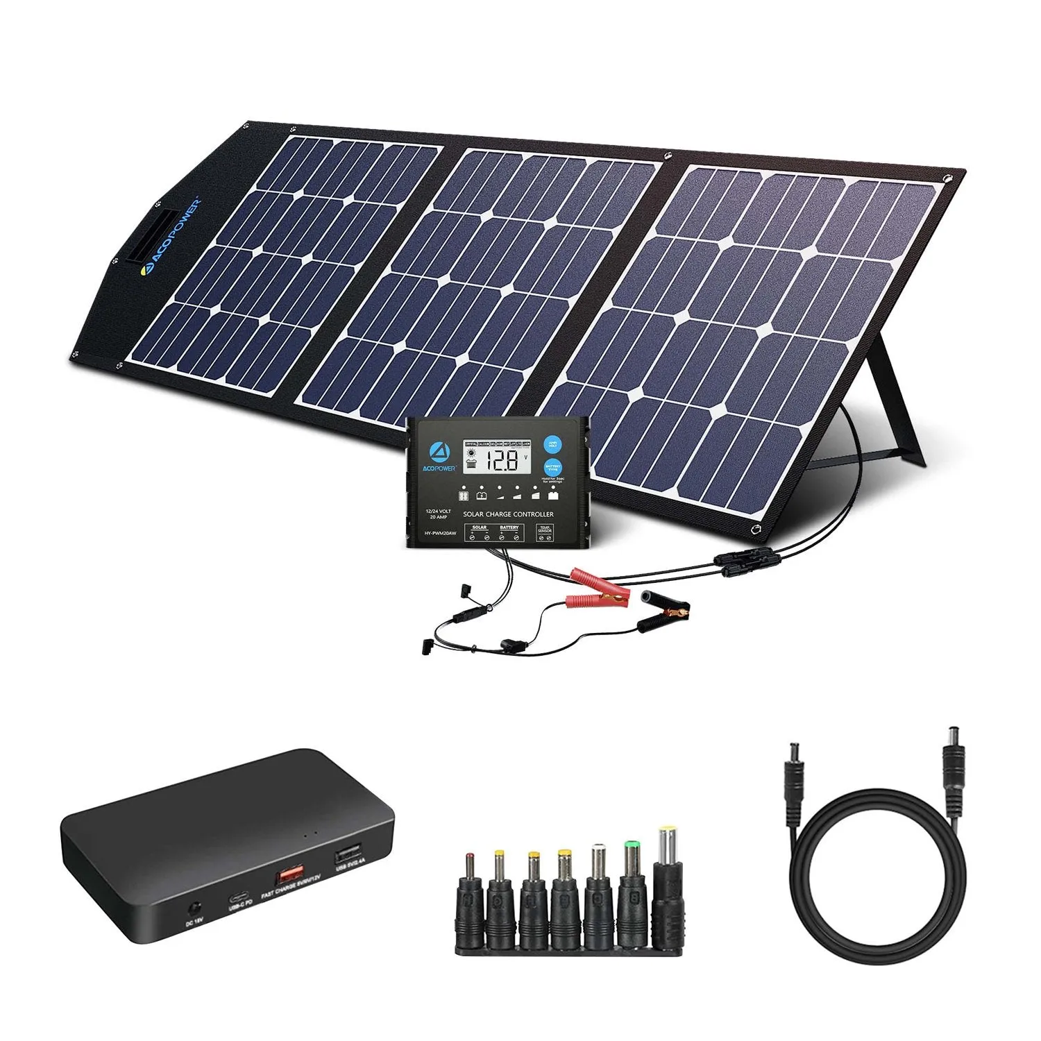 LTK 120W Foldable Solar Panel Kit With ProteusX 20A Charge Controller