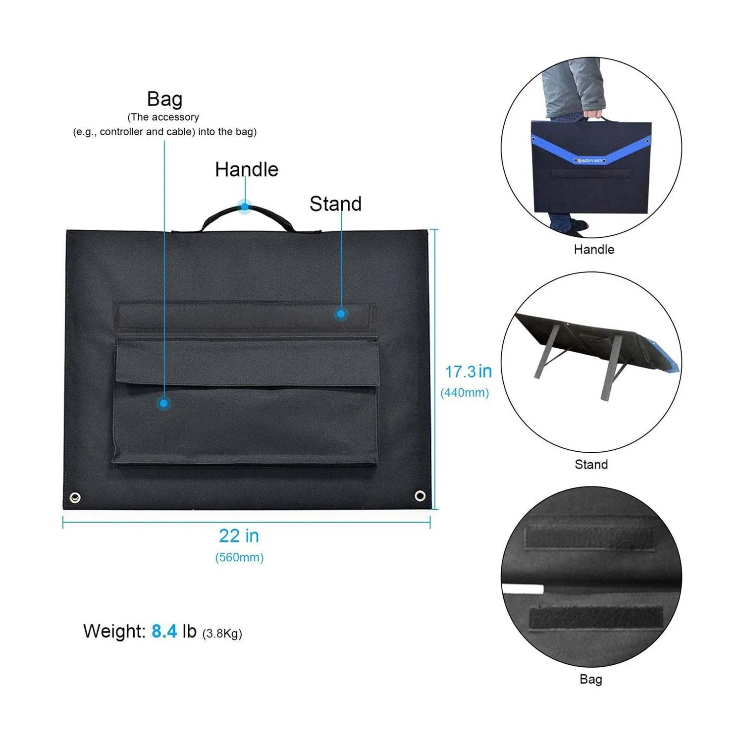 LTK 120W Foldable Solar Panel Kit With ProteusX 20A Charge Controller