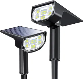 Mpow Solar Outdoor Lights for Outside, ‎700 Lumen Bright Spot Lights IP68 Waterproof, 3 Modes Solar Landscape Lights  2 Pack