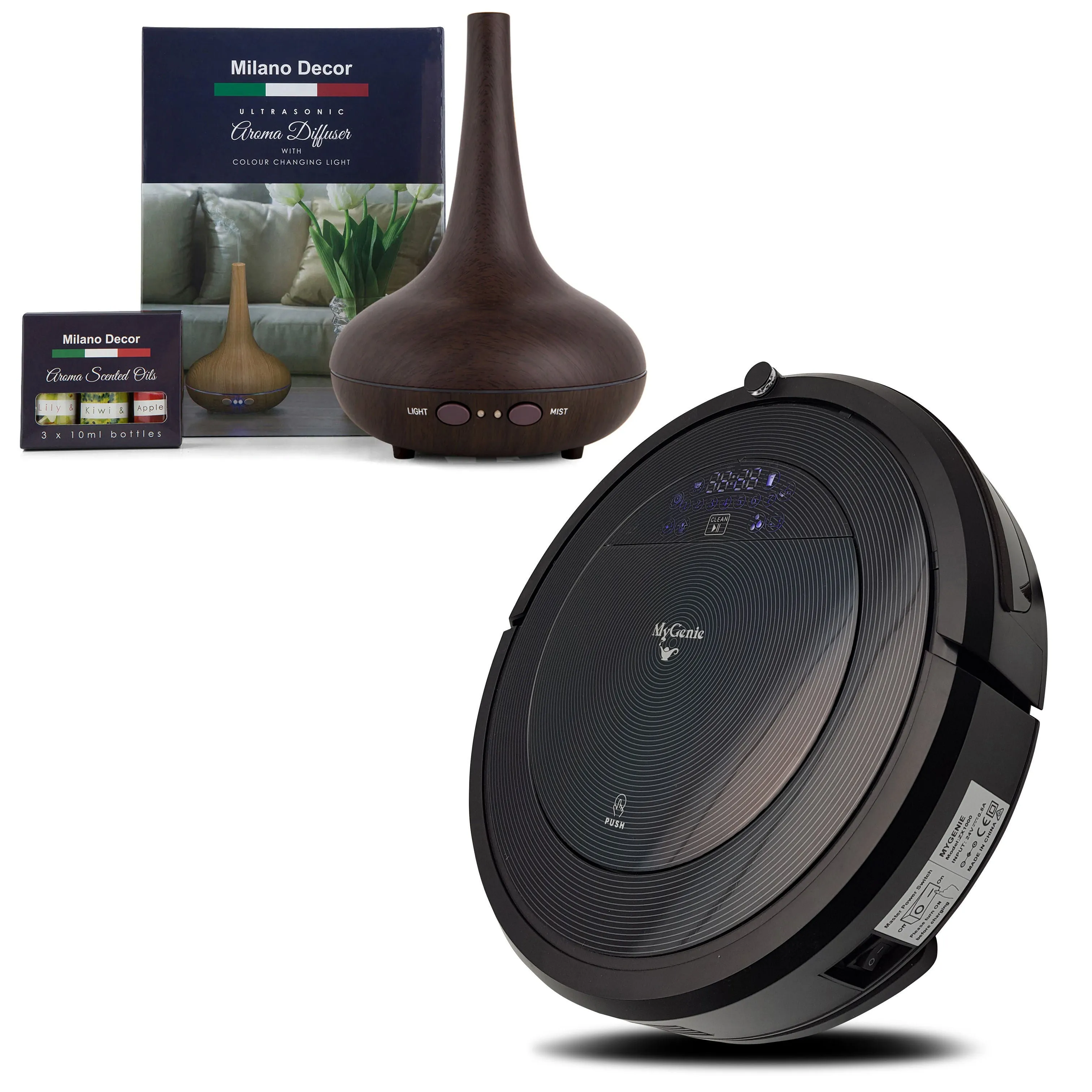 MyGenie ZX1000 Robotic Vacuum Cleaner with Bonus Aroma Diffuser with 3 Oils with PureSpa Diffuser