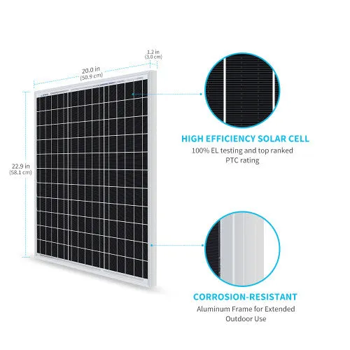 Renogy 50W Rigid Solar Panel(Compact Design)