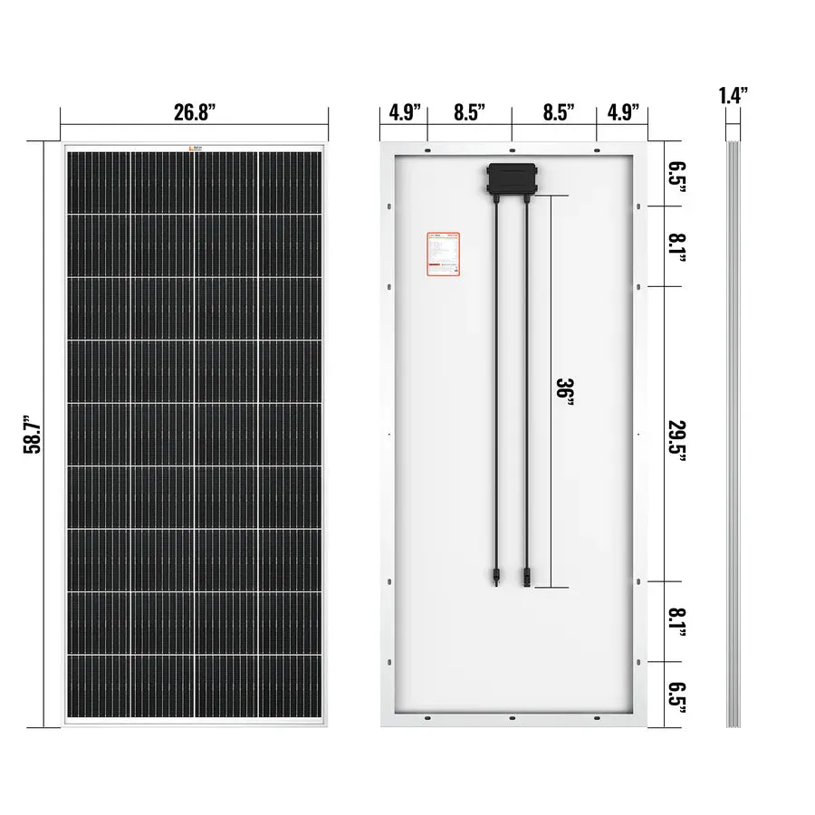 Rich Solar MEGA 200 | 200 Watt Solar Panel | Premier 12V Off-Grid Solar Panel for RVs Cabins, Boats | 25-Year Output Warranty | UL Certified