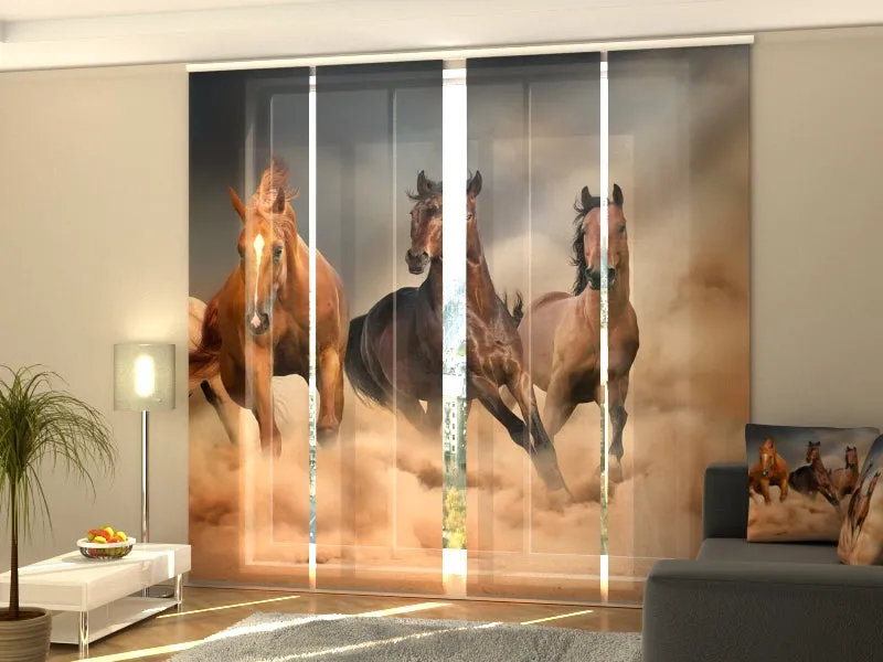 Set of 4 Panel Curtains Herd of Horses 2