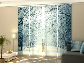 Set of 4 Panel Curtains Snowy Evening