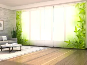 Set of 8 Panel Curtains Bamboo Green Leaves