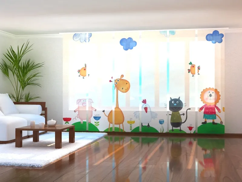 Sliding Panel Curtain Baby Animals