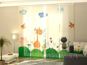 Sliding Panel Curtain Baby Animals