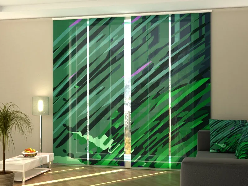 Sliding Panel Curtain Beautiful Green Illustration