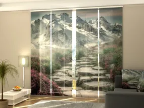 Sliding Panel Curtain Beautiful Summer Fog in the Mountains