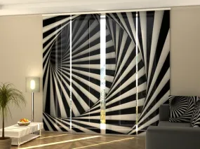 Sliding Panel Curtain Black and White Spiral