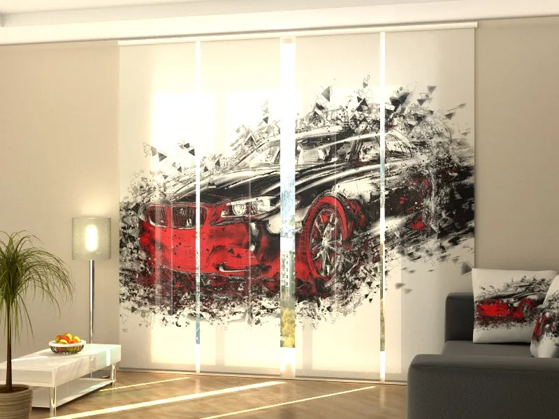 Sliding Panel Curtain Black Art Car