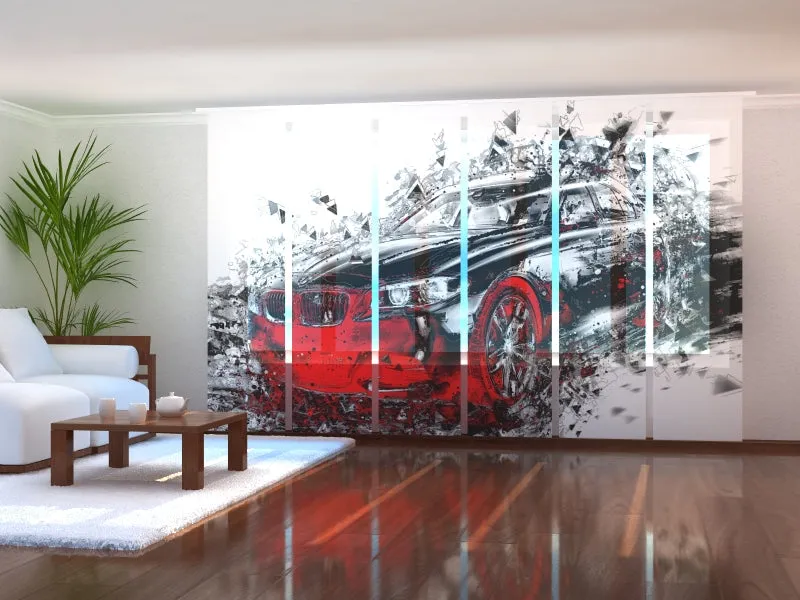 Sliding Panel Curtain Black Art Car