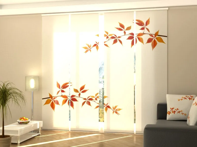 Sliding Panel Curtain Colorful Autumn Foliage Branches