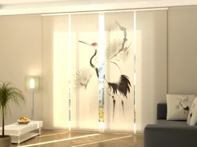 Sliding Panel Curtain Oriental Crane