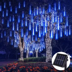 Solar LED Meteor Shower Rain Lights Holiday String Lights Waterproof Garden Light 8 Tubes 144 Leds  Christmas Wedding Decoration