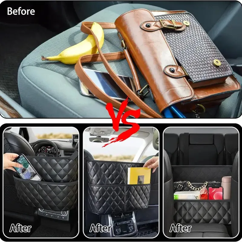 Stylish PU Leather Handbag Car-Mounted Storage Bag