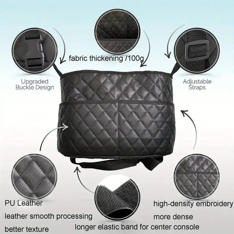 Stylish PU Leather Handbag Car-Mounted Storage Bag