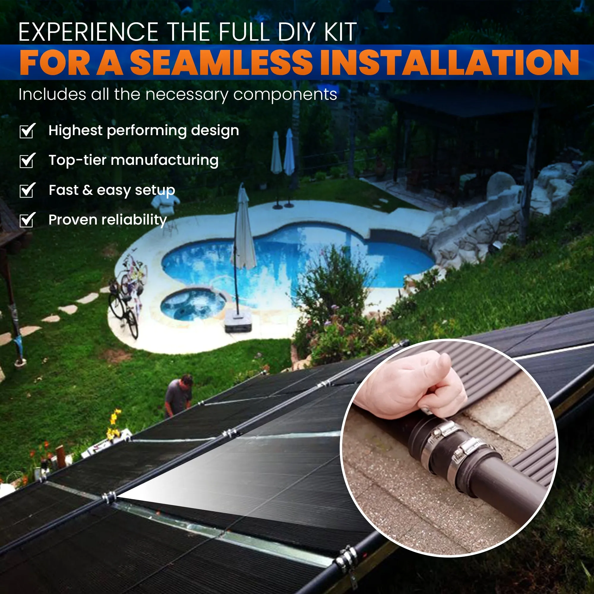 SwimEasy High Performance DIY Solar Pool Heater Kit - Superior Manufacturing for Long Lasting Durability - 15-20 Year Lifespan